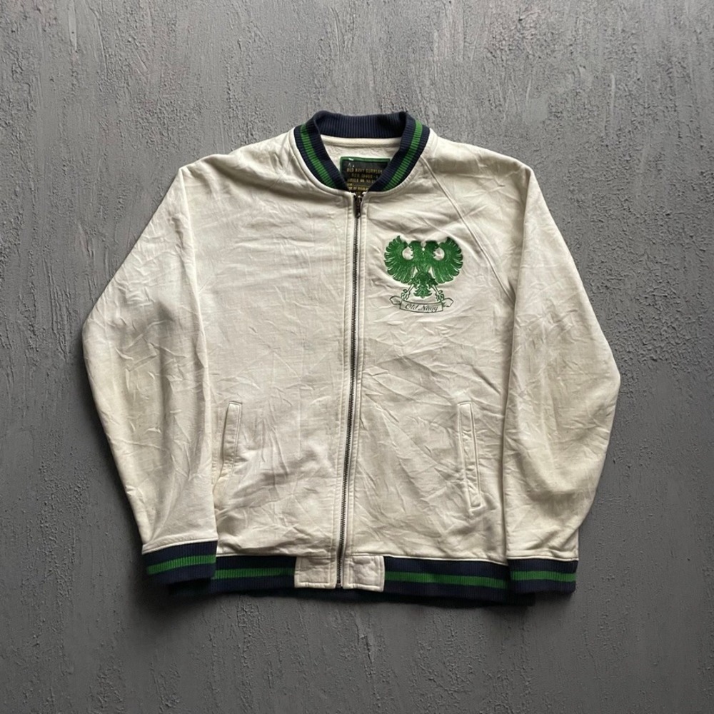 Vintage Old Navy Eagle sweatshirt Mens XLarge White Y2K zip up